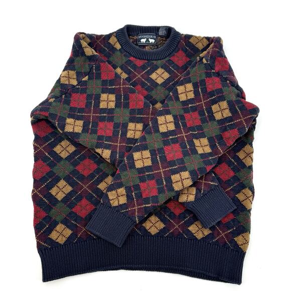 VTG Woods & Gray Mens Crewneck Argyle Sweater Size LG 100% Cotton Grandpa Cosby - Picture 7 of 9